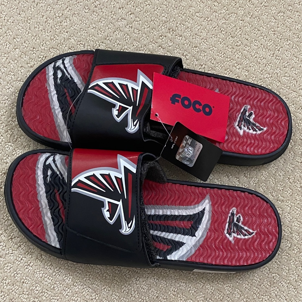 FOCO Men's “Atlanta Falcons” Bold Black and Red Flip-Flops